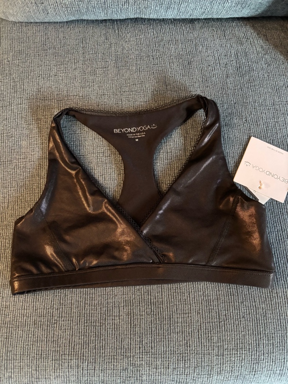 Beyond Yoga Shiny Black Racerback Bralette